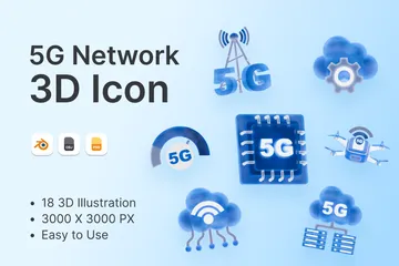 5G Network 3D Icon Pack