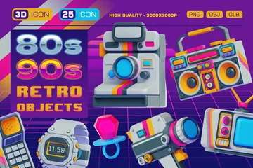 80er 90er Retro 3D Icon Pack