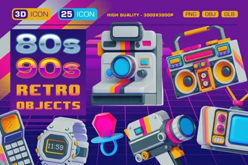 80s 90s Retro 3D Icon Pack