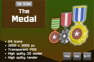 A Medalha Pacote de Icon 3D