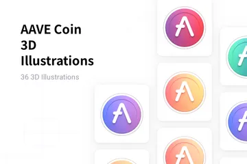 AAVE Coin 3D Illustration Pack