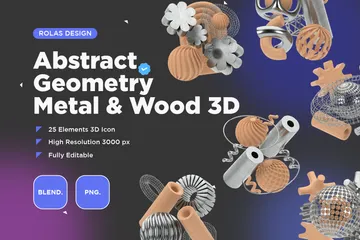 Abstract Geometry Metal & Wood 3D Icon Pack