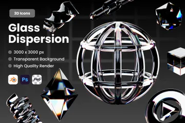 Abstract Glass Dispersion 3D Icon Pack