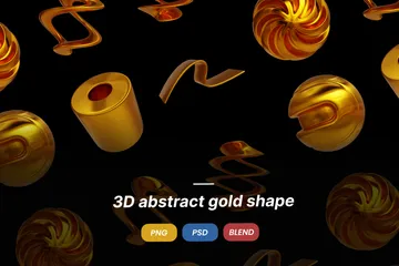 Abstract Gold Shape 3D Icon Pack