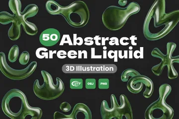 抽象的な緑の液体 3D Iconパック