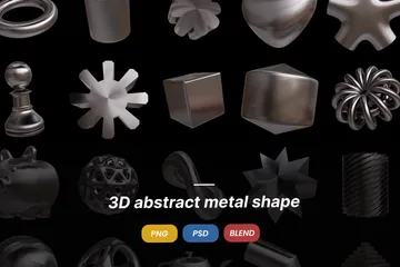 抽象的な金属の形状 3D Iconパック