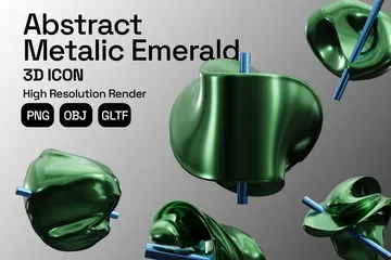 Abstract Metalic Emerald 3D Icon Pack