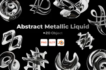 Abstract Metallic Liquid 3D Icon Pack