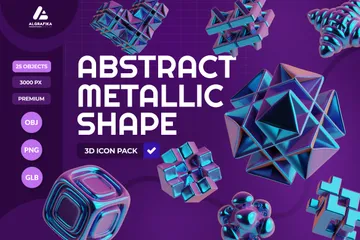 Abstract Metallic Shape 3D Icon Pack