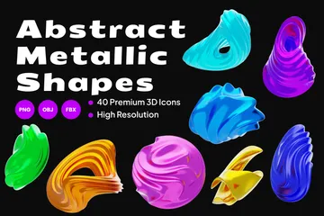 Abstract Metallic Shapes 3D Icon Pack