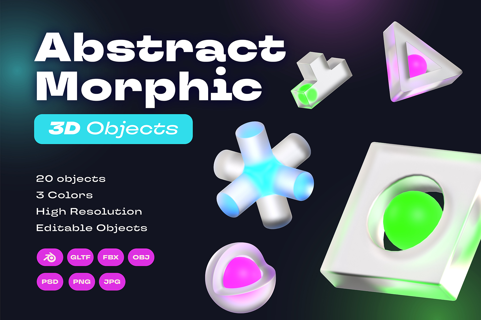 Abstract Morphic 3D Illustration Pack - 20 Art & Abstract 3D ...