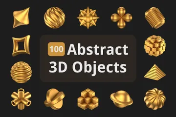 抽象的なオブジェクト（メタリックゴールド） 3D Iconパック
