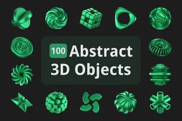 抽象的なオブジェクト（メタリックグリーン） 3D Iconパック