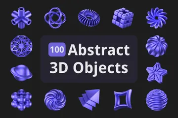 抽象的なオブジェクト（メタリックパープル） 3D Iconパック