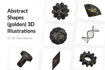 Abstract Shapes (golden) 3D Illustration Pack