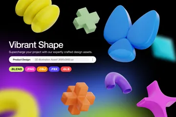 Abstract Vibrant Shape 3D Icon Pack