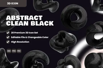 Abstraktes sauberes Schwarz 3D Icon Pack