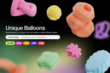 Abstrakte einzigartige Luftballons 3D Icon Pack