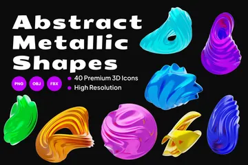 Abstrakte metallische Formen 3D Icon Pack