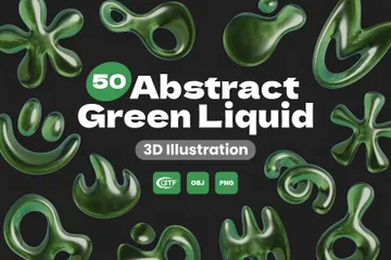 Líquido Verde Abstrato Pacote de Icon 3D