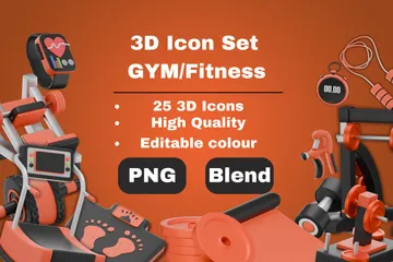 Ginásio e Fitness Pacote de Icon 3D