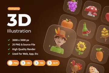 Acción de gracias Paquete de Icon 3D