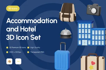 Accommodation And Hotel 3D Icon Pack