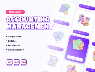 Accounting Management 3D Icon Pack