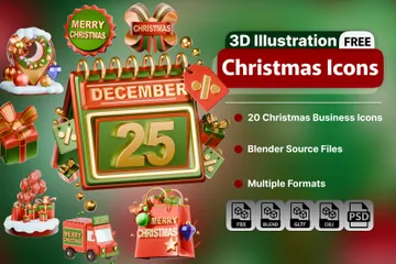 Affaires et achats de Noël 3D Icon Pack