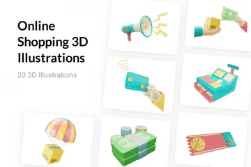 Shopping en ligne 3D Illustration Pack