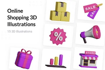 Shopping en ligne Pack 3D Illustration