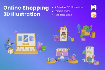 Shopping en ligne Pack 3D Illustration