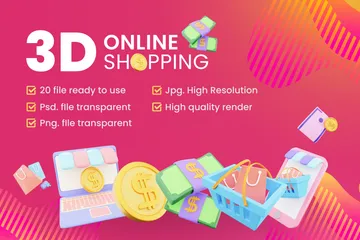 Shopping en ligne Pack 3D Icon