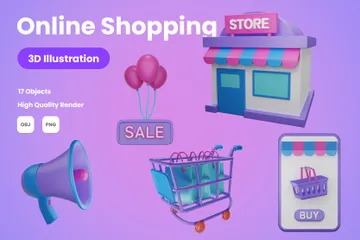 Shopping en ligne Pack 3D Icon