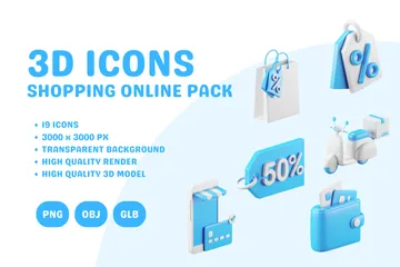 Shopping en ligne Pack 3D Icon