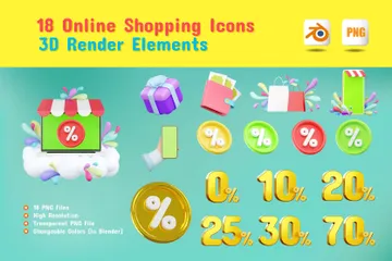 Shopping en ligne Pack 3D Icon