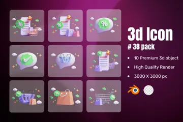 Shopping en ligne Pack 3D Icon