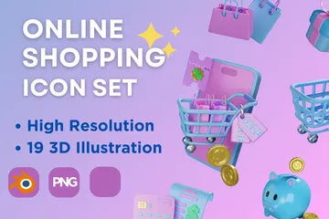 Shopping en ligne Pack 3D Icon