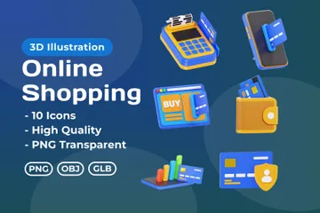 Shopping en ligne Pack 3D Icon