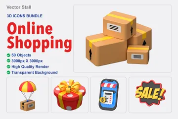 Shopping en ligne Pack 3D Icon