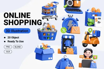 Shopping en ligne Pack 3D Icon