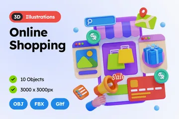 Shopping en ligne Pack 3D Illustration