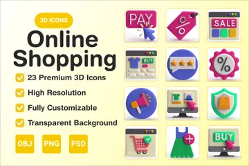 Shopping en ligne 3D Icon Pack