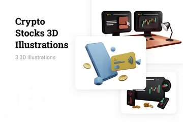 Ações criptográficas Pacote de Illustration 3D