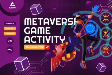 Actividad de juegos de personajes del metaverso Paquete de Illustration 3D