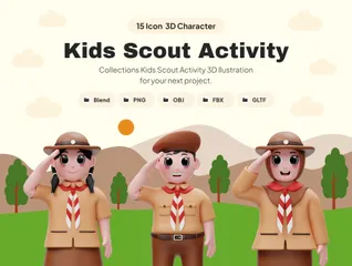 Actividad Scout para niños Paquete de Illustration 3D