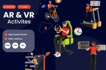 Actividades de realidad aumentada y realidad virtual Paquete de Illustration 3D