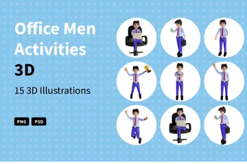 Actividades para hombres de oficina Paquete de Illustration 3D