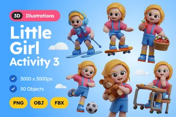 Activité pour petite fille 3 Pack 3D Illustration