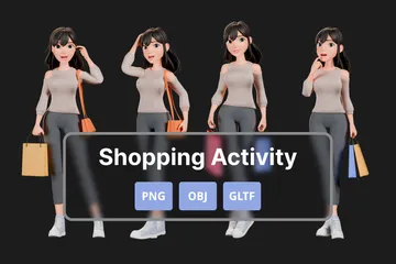 Personnage d'activité d'achat Pack 3D Illustration